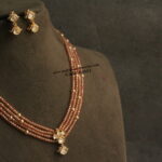 Mozonite Stone Pendant Set with CZ Honey Color Beads and Swarovski Pearls