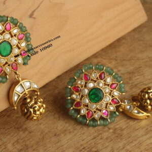 Jadaukundan Earrings with Nakshi Drops