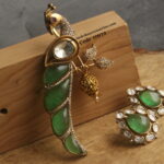 CZ and Mozonite Stone Pendant Set