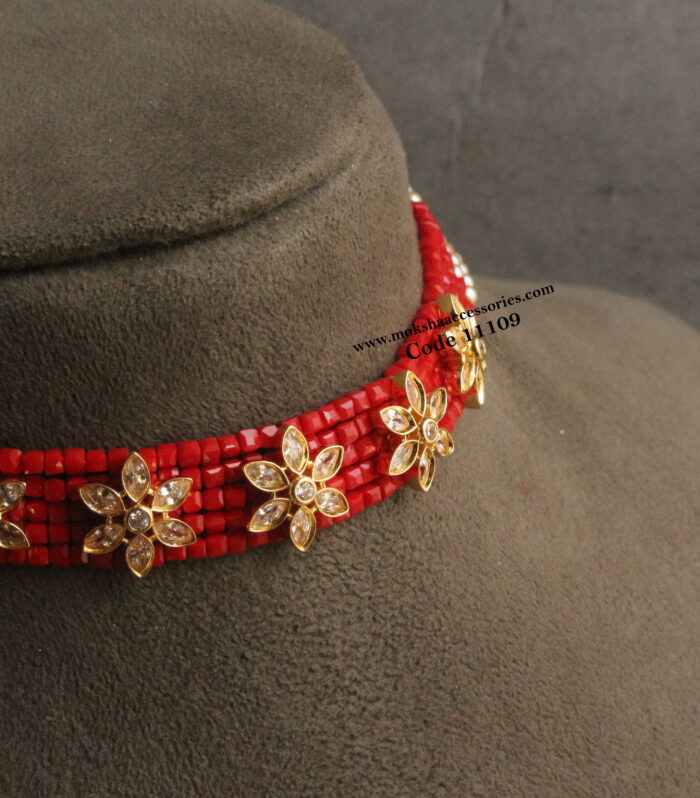 CZ pendants with red corals and sarvoski pearl
