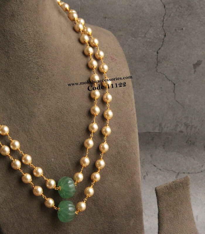 Sarvoski pearl mala with real russian pumpkin beads
