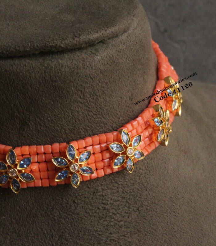 CZ pendants with corals and sarvoski pearl