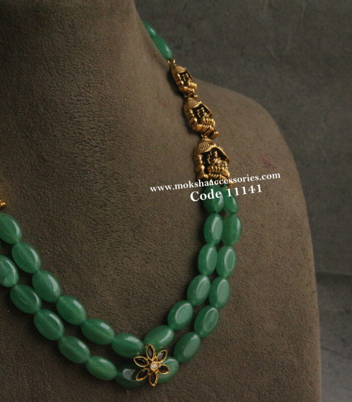 Nakshi and cz black stone pendants with onyx beads