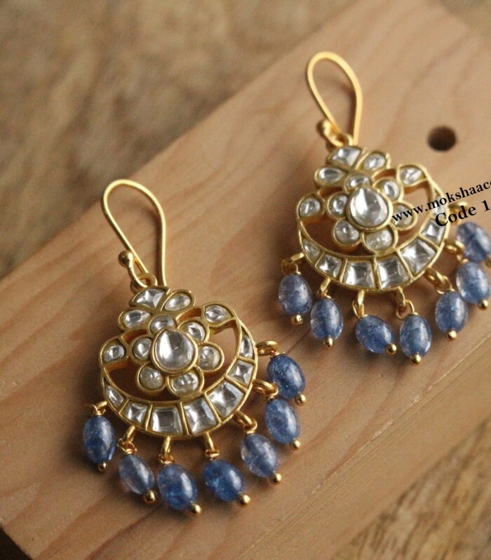Jadaukundan chandbali earrings with cz drops