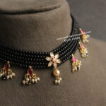 CZ Pendant and Jadaukundan Pendants with Black Beads Choker
