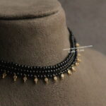 Black Beads with CZ Pendants Choker