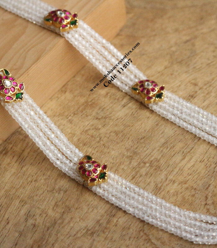 Jadaukundan pendants with real cz beads mala