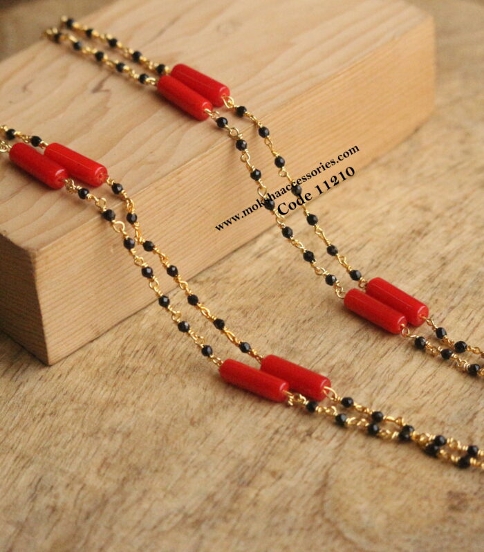 Black beads with corals