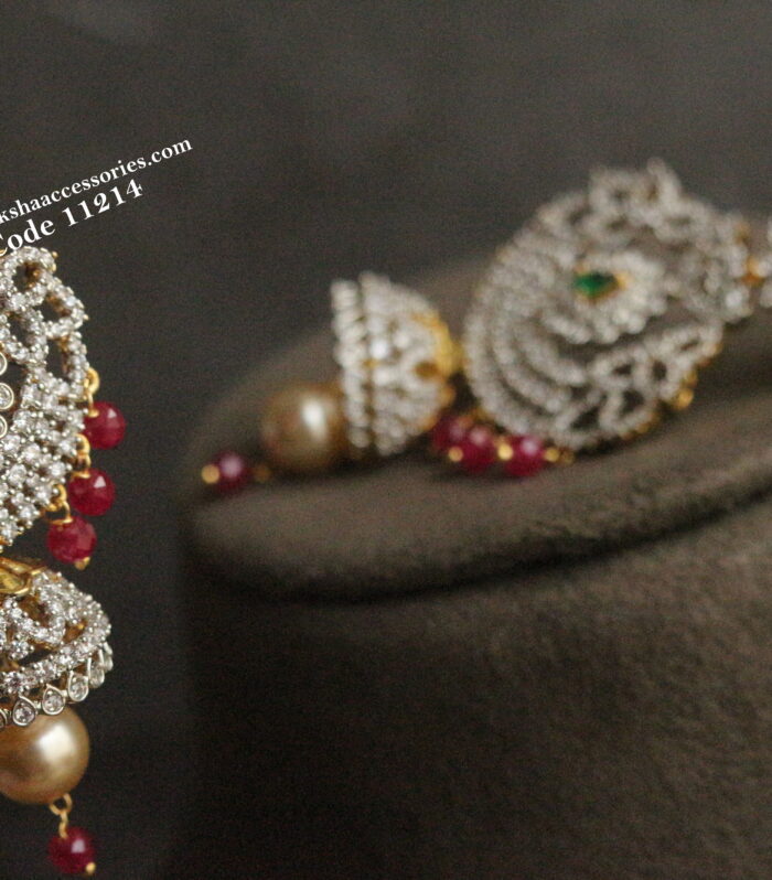 AD stone diamond alike earrings with real manulu drops