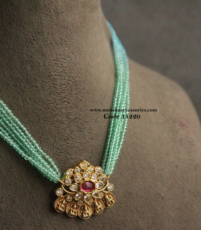 CZ kasu pendant with sugar beads