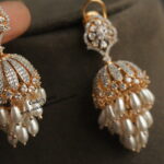 Diamond Alike CZ Jhumki with Multi Steps Pearl Drops
