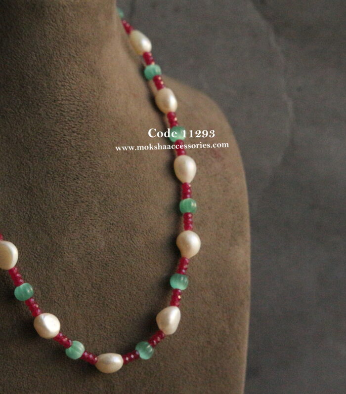 Real pearls, real chatam ruby and real russian pumpkins mala
