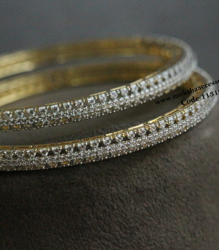 CZ diamond alike bangles set of 2 (Available in 2.4)