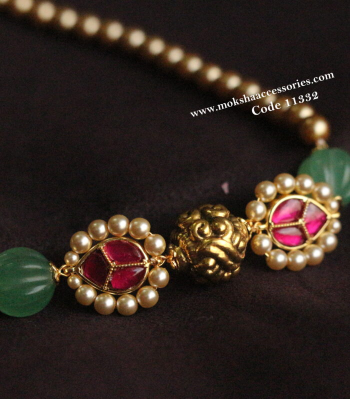 Jadaukundan and nakshi choker with sarvoski pearls