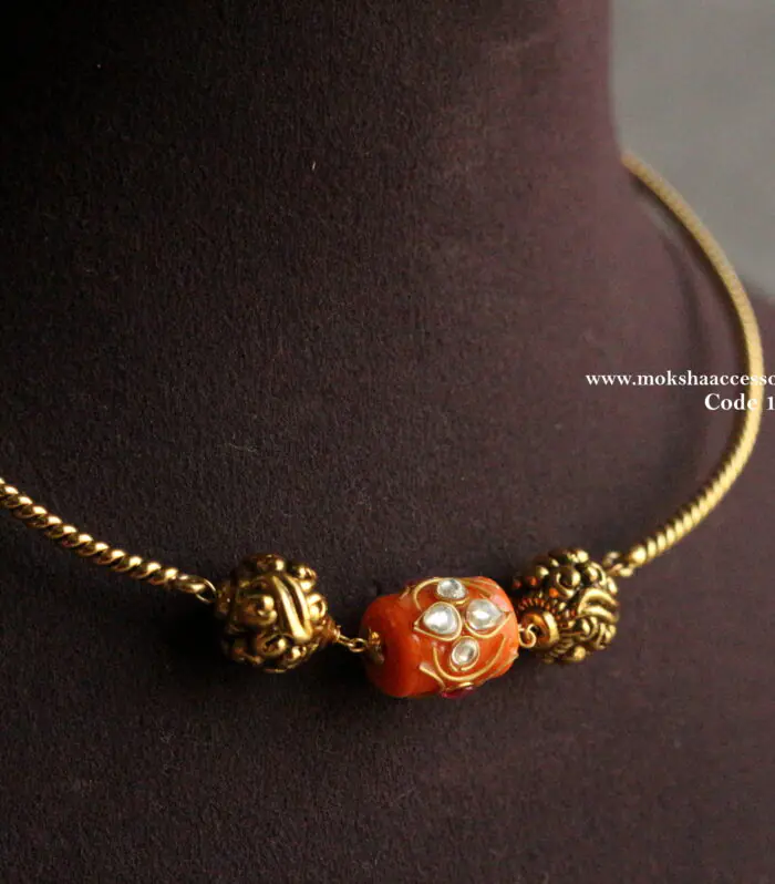 Hasli with nakshi gold balls and Coral