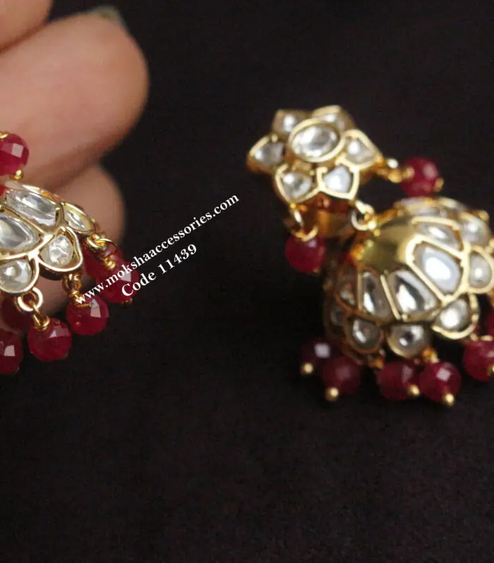 Jadaukundan jhumki with real chatam ruby