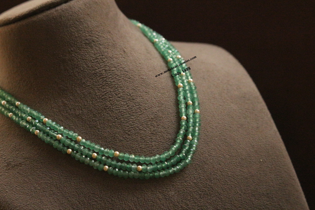 1488.jpg Emerald Beads with Swarovski Pearl - Image 1