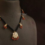 Black Beads with Kundan Pendants and Coral Beads