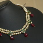 Pearl Choker with Emerald Pendant