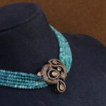 Peacock Pendant with Blue Beads