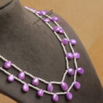 Pearl Mala with Purple Bead Drops