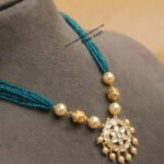Kundan Pendant with Blue Beads