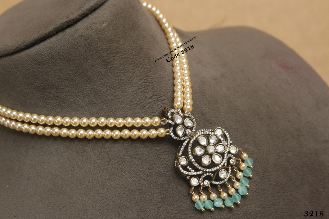 3218.jpg CZ Pendnat with Swarovski Pearl - Image 1