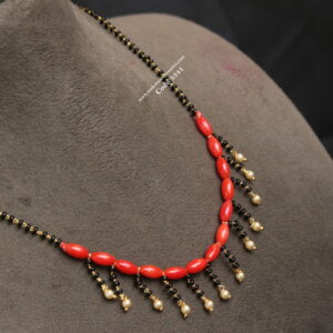 Black Beads with Coral
