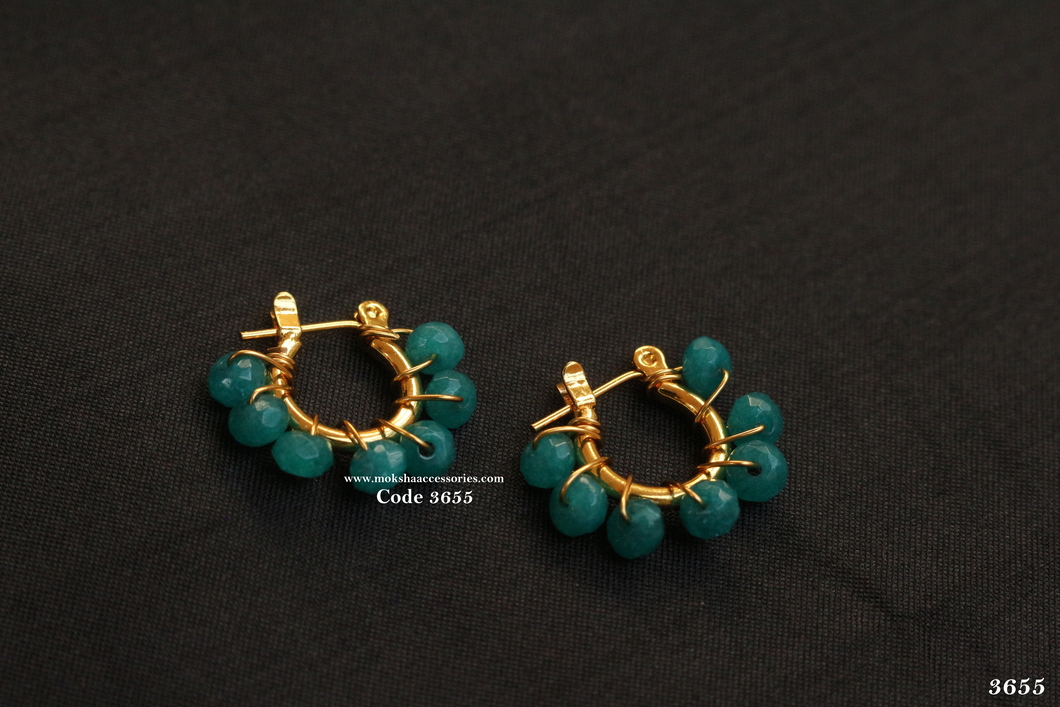 3655.jpg Earrings with Blue Beads - Image 1