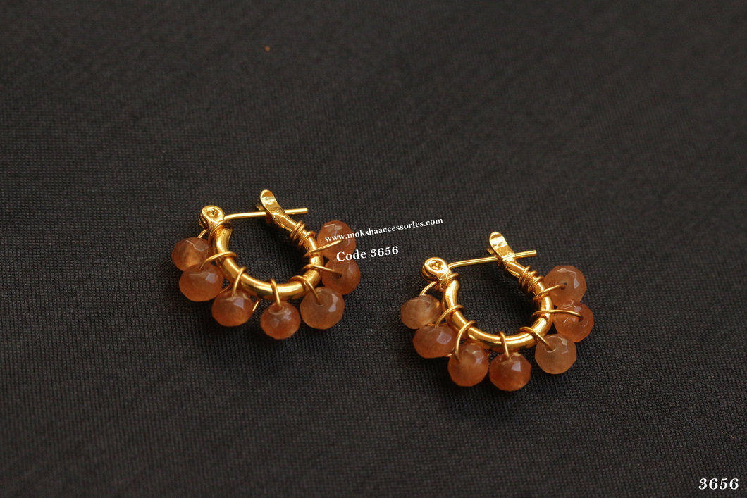 3656.jpg Earrings with Orange Beads - Image 1