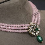 Mozonite Stone Pendant with Pink Beads