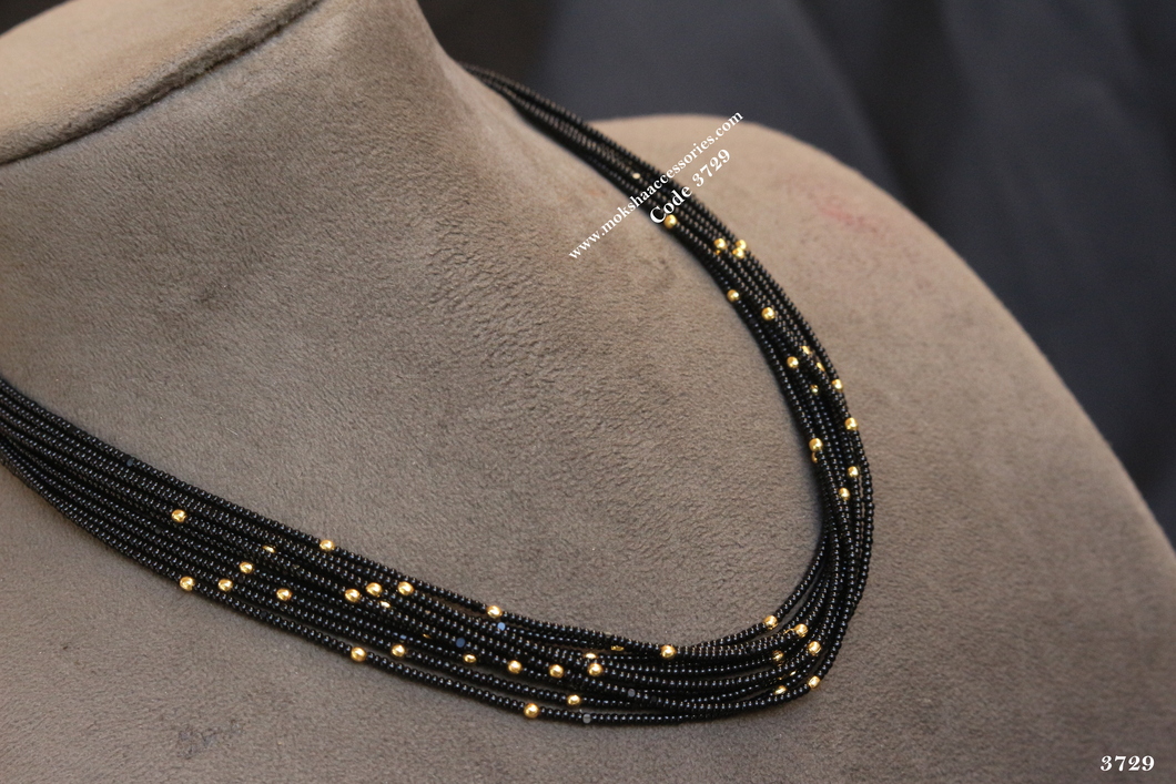 3729.jpg Black Beads with Gold Balls - Image 1