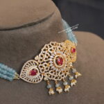 CZ Choker with Blue Beads