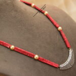CZ Pendant with Coral Square Beads
