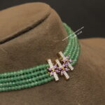 CZ Pendant with Emerald Beads