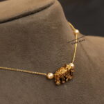 Elephant Pendant with Gold Chain and Swarovski Pearl