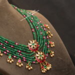 Jadaukundan Pendants with Emerald Beads and Pink Beads