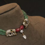 Elephant Pendant with Emerald Beads