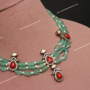 Coral Pendants with Monalisa Drop Beads Necklace