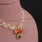 Coral CZ Pendant with Onyx and Coral Beads