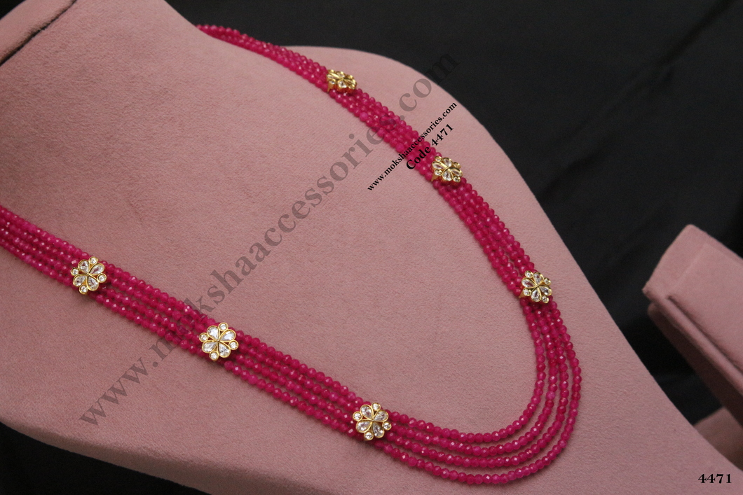 4471.jpg CZ Flower Pendants with Pink Beads - Image 1