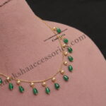 Real Emerald with Swarovski Pearl and Gold Chain