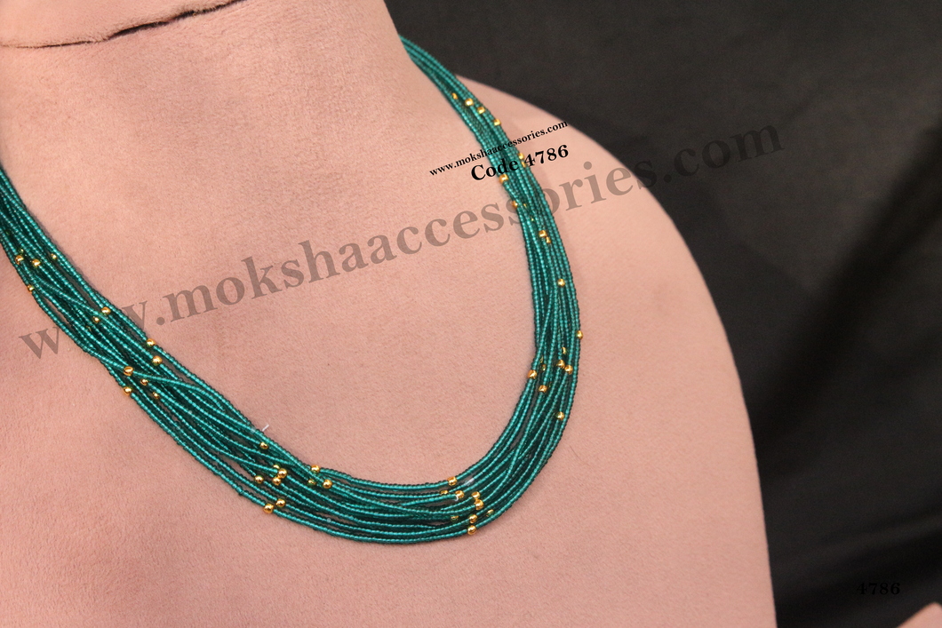 4786.jpg Blue Beads with Gold Balls Mala - Image 1