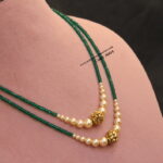 Antique Gold Balls and Swarovski Pearl with Real Emerald Beads
