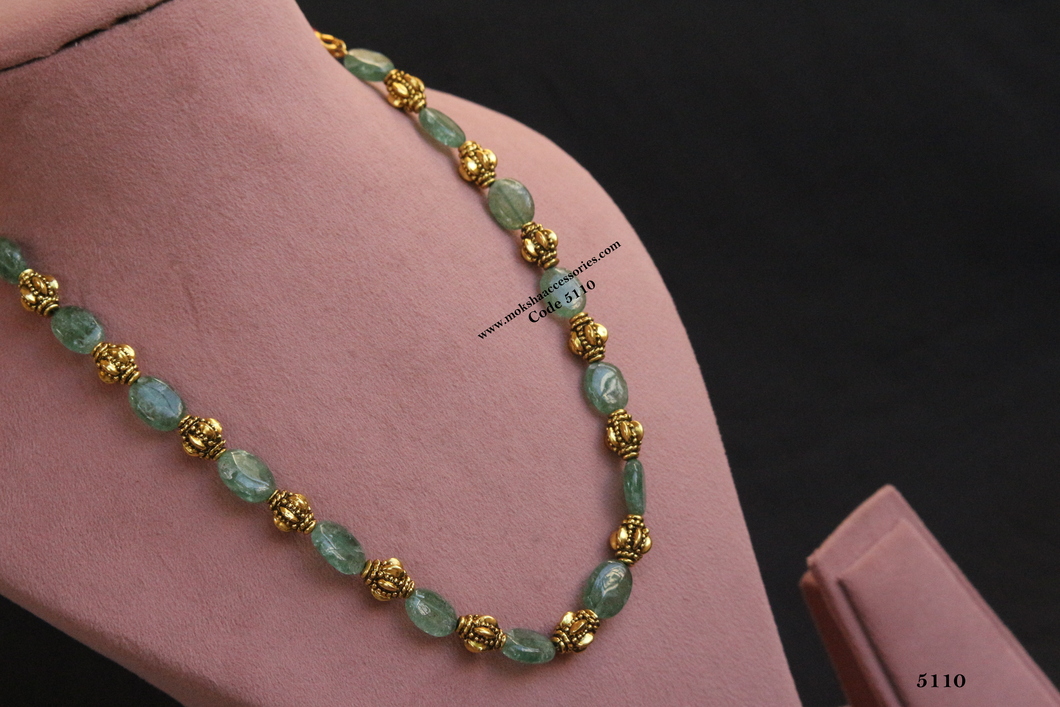 5110.jpg Real Emerald Beads with Nakshi Balls - Image 1
