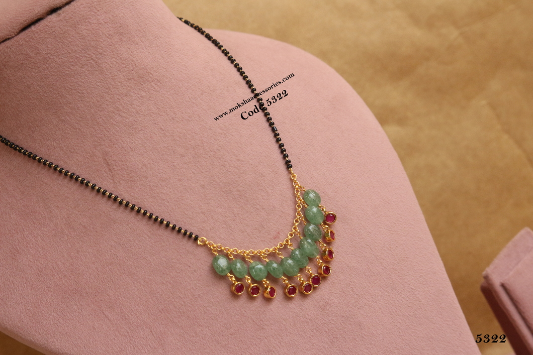 5322.jpg Black Beads with Emerald Beads and Ruby Drops - Image 1