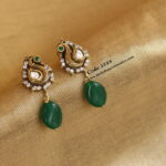 Peacock Antique Earrings with Emerald Drop