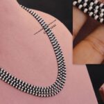 Navy Blue Moonstone Beads with Pearl Mala