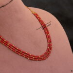 Real Coral Mala with Back Gold Chain