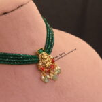 Coral Pendant with Real Emerald Beads
